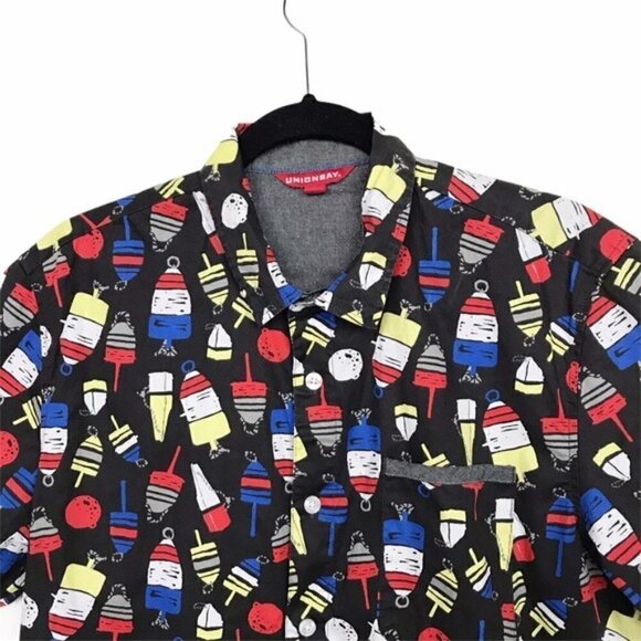 Union Bay Black Printed Short Sleeve Shirt - Picture 3 of 11